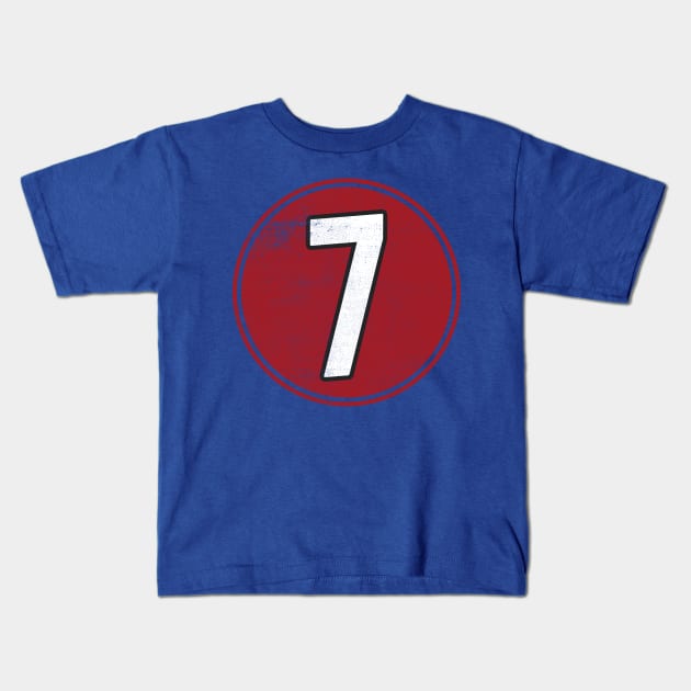 Number Seven 7 Kids T-Shirt by cowyark rubbark